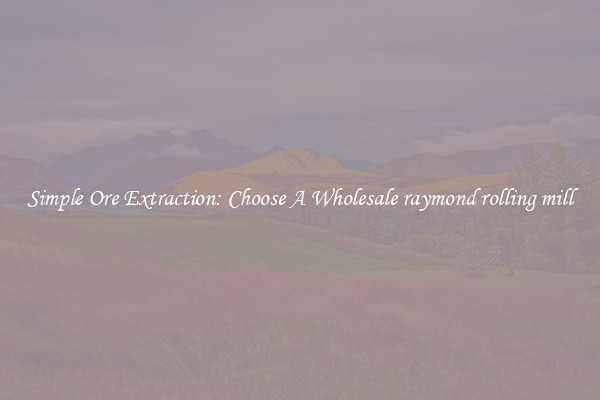 Simple Ore Extraction: Choose A Wholesale raymond rolling mill